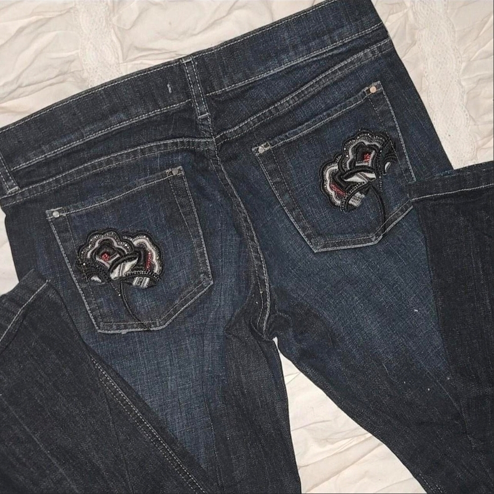 White House Black Market Dark Blue Embroidered Jeans